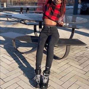 Red and black winter sweater